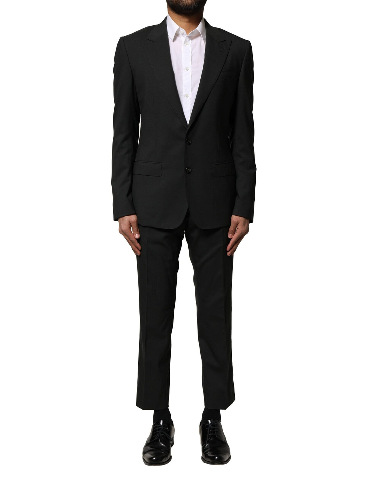 Dolce & Gabbana Black Wool 2 Piece Single Breasted Suit