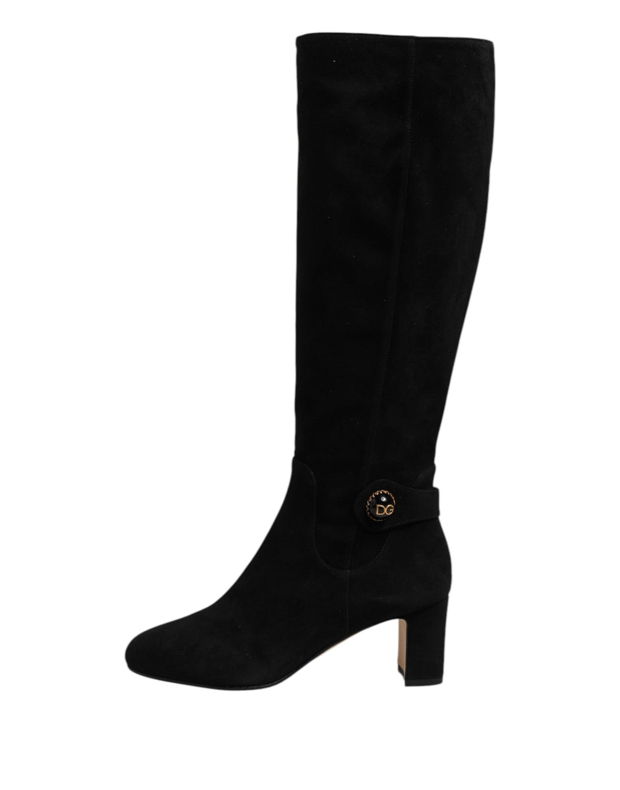 Dolce & Gabbana Black Suede Leather Knee High Boots Shoes