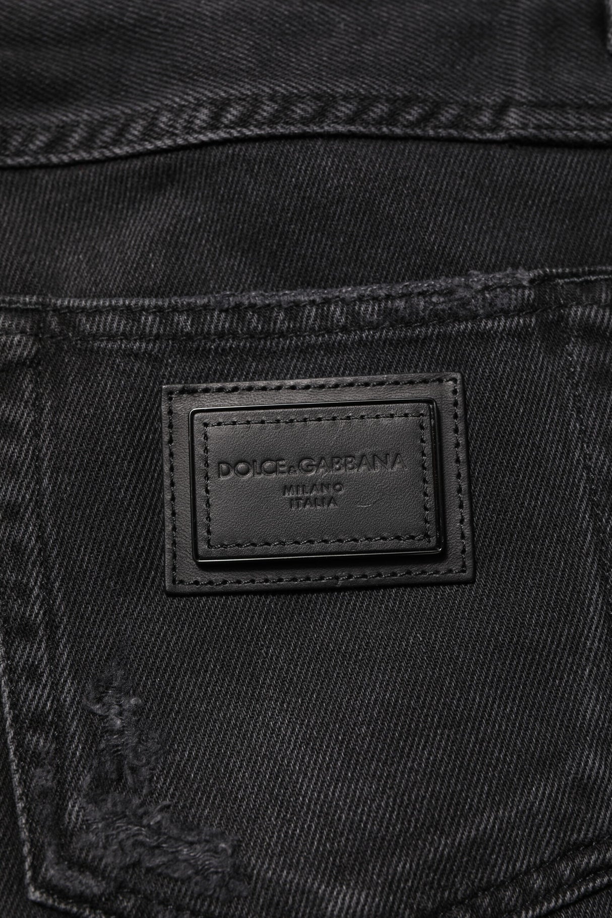 Dolce & Gabbana Black Cotton Logo Plaque Skinny Denim Jeans