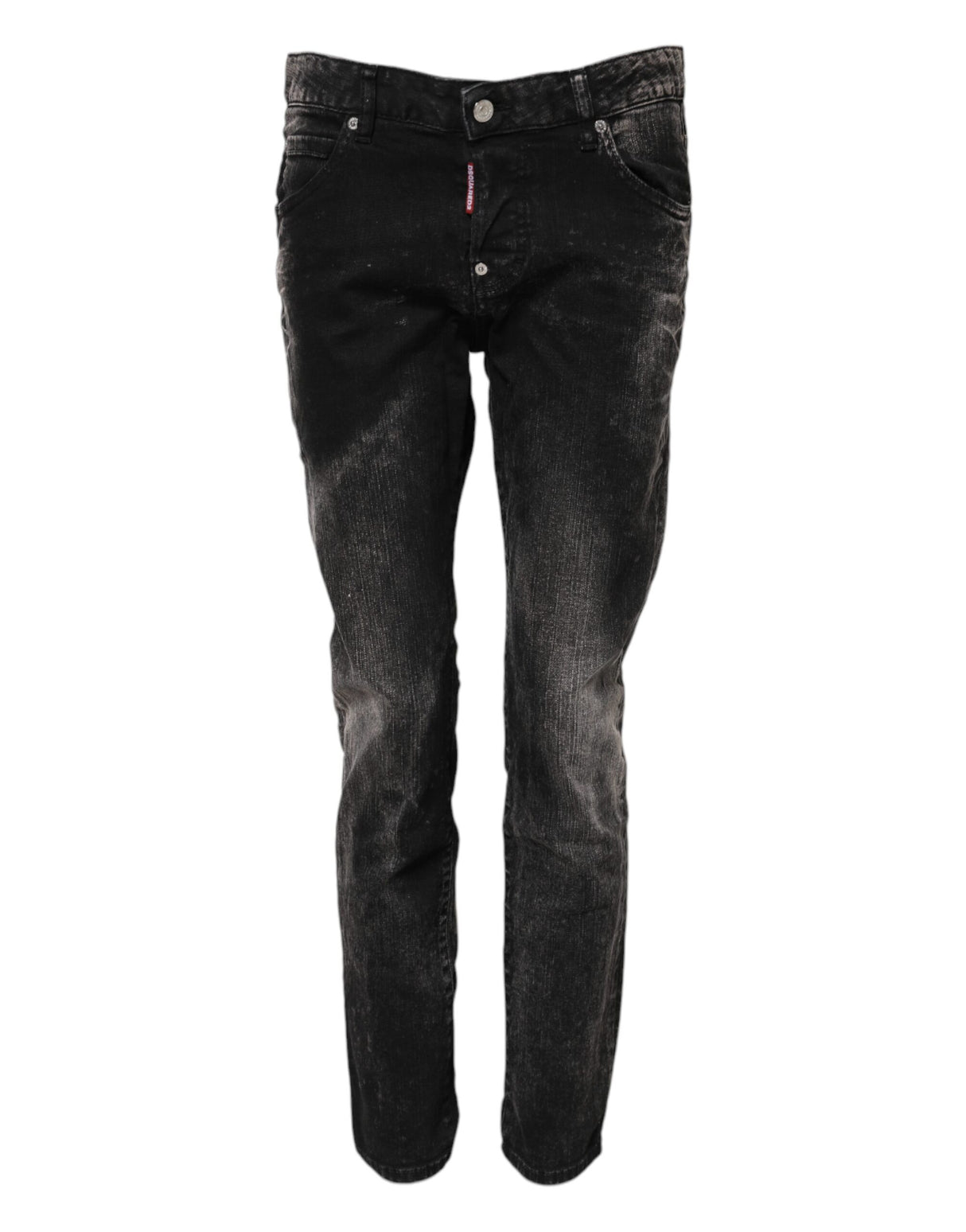 Dsquared² Black Washed Mid Waist Tapered Denim Jeans