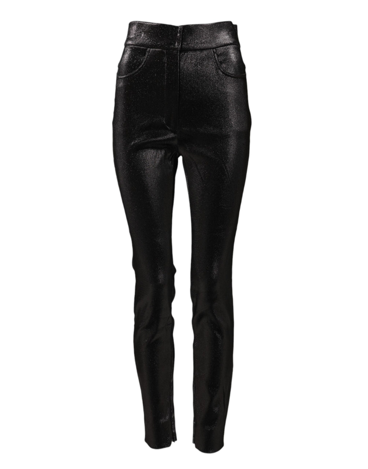 Dolce & Gabbana Black Cotton Stretch Silver Lurex Thread Pants