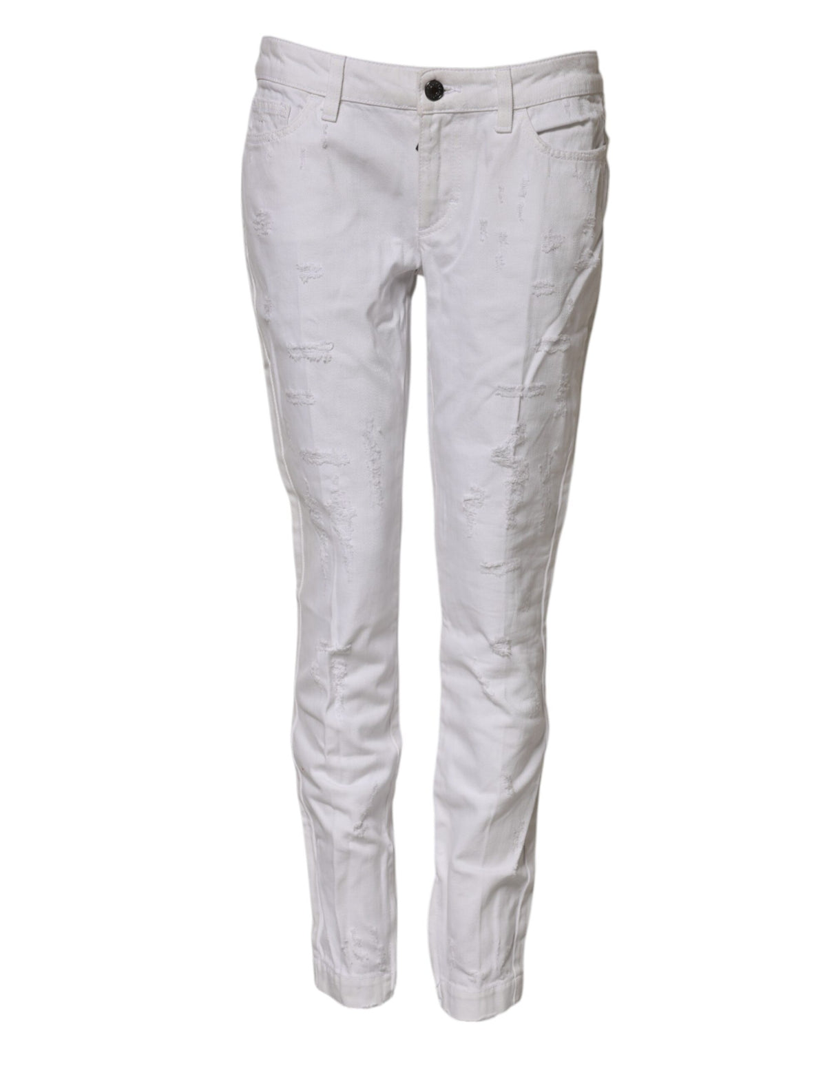 Dolce & Gabbana White Cotton Mid Waisted Women Denim Jeans