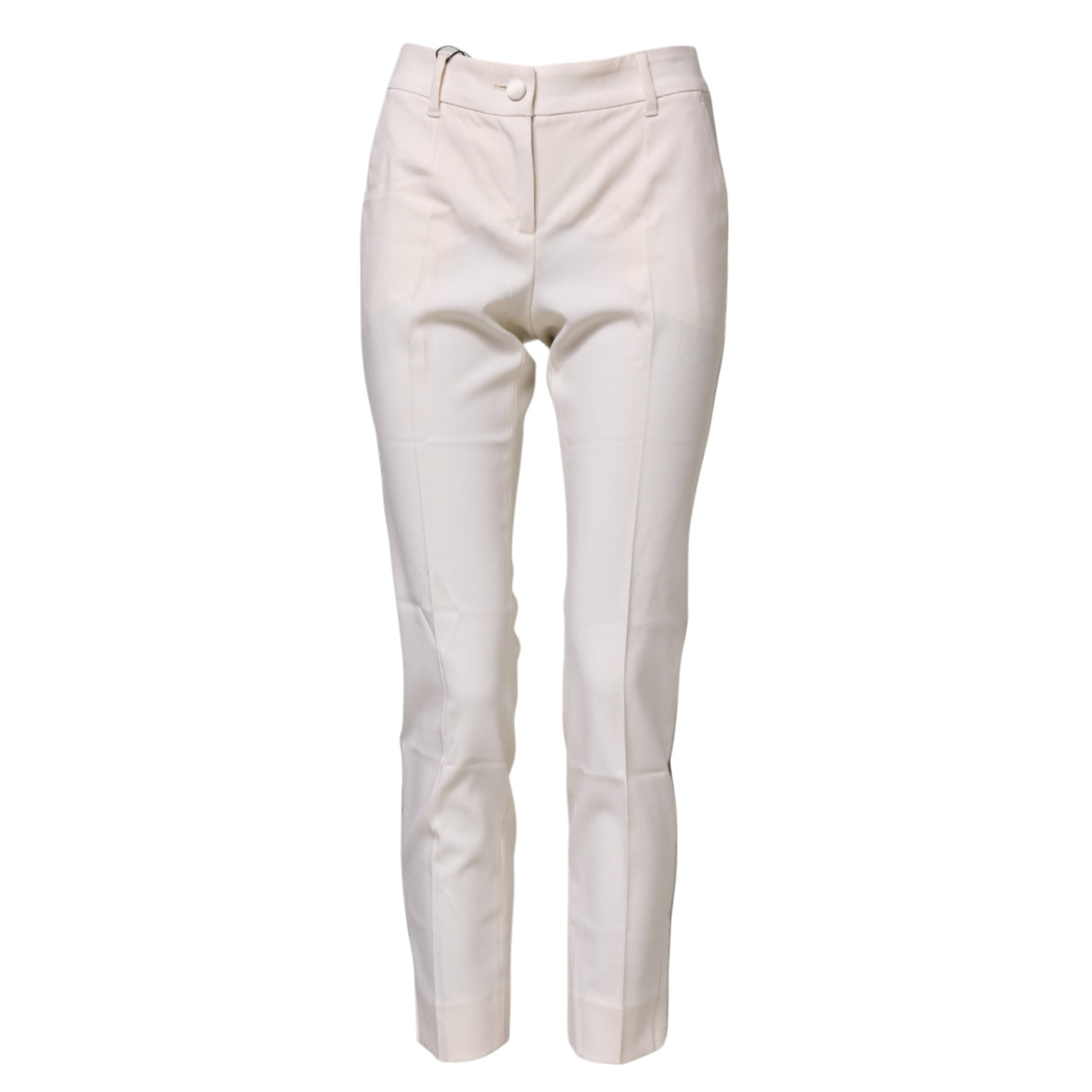 Dolce & Gabbana White Wool Tapered High Waist Pants