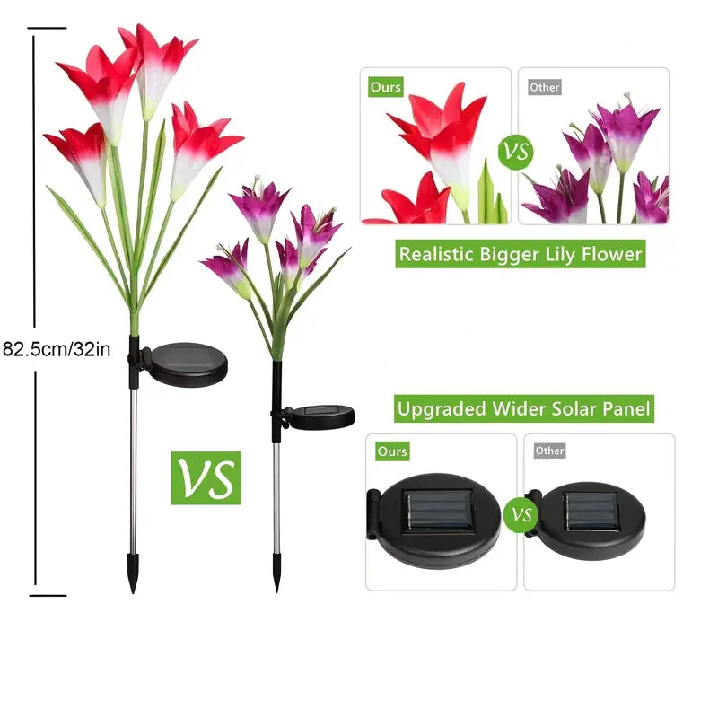 4pcs Solar Flower Lights with 16 Heads for Garden Decor