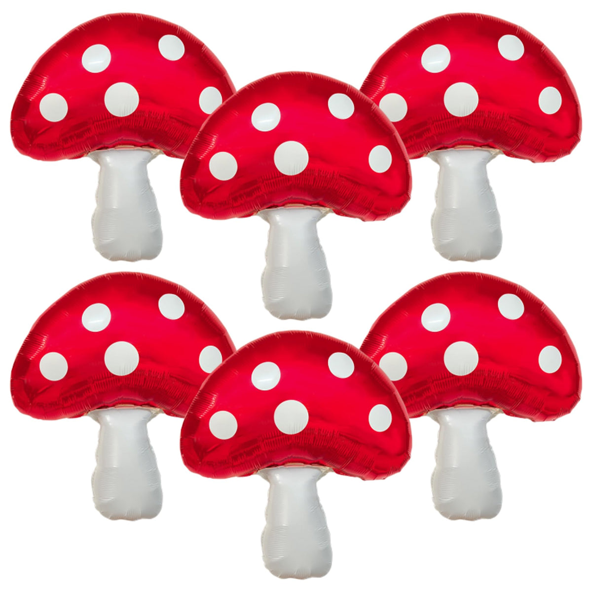 6 PCS Mushroom Balloons with Red & White Polka Dots Forest/Garden Party Theme Party Decor Cute Mushroom Birthday Decor 31 X 21 in Large Mushroom Foil Balloons for Party Decorations