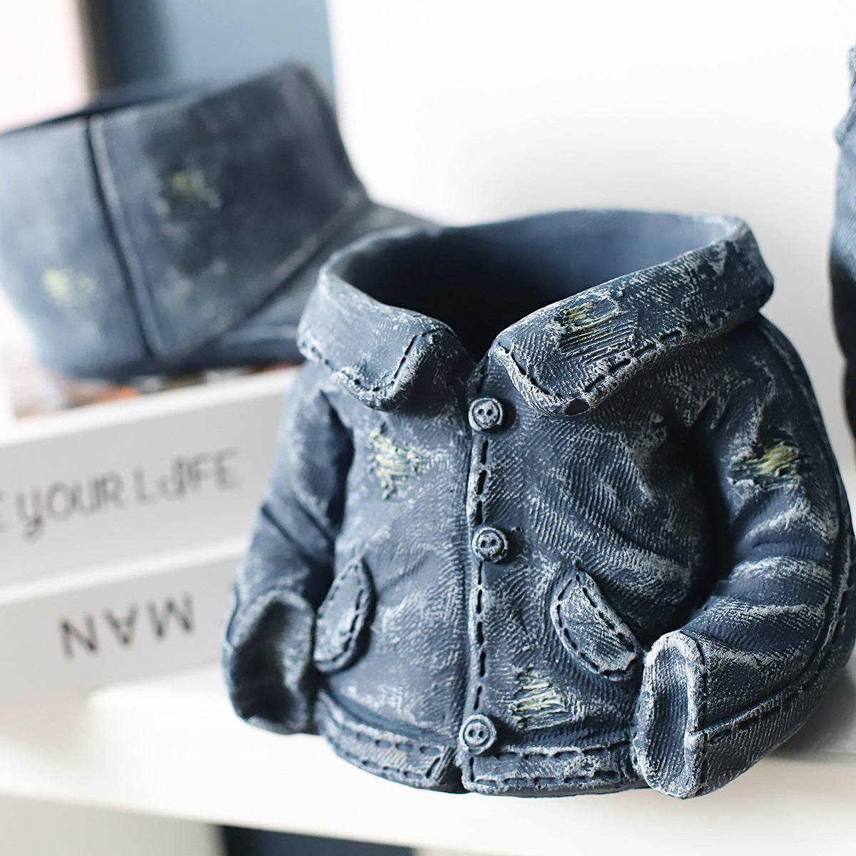 Large Creative Cement Denim Planter Set for Courtyard