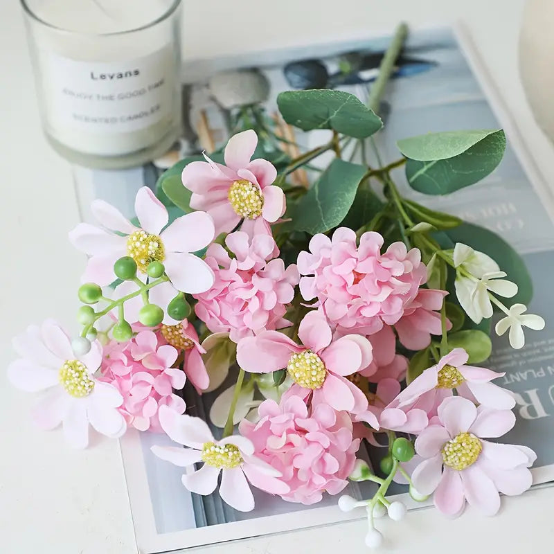 Artificial Small Hydrangea Daisy Bunch for Home Decor