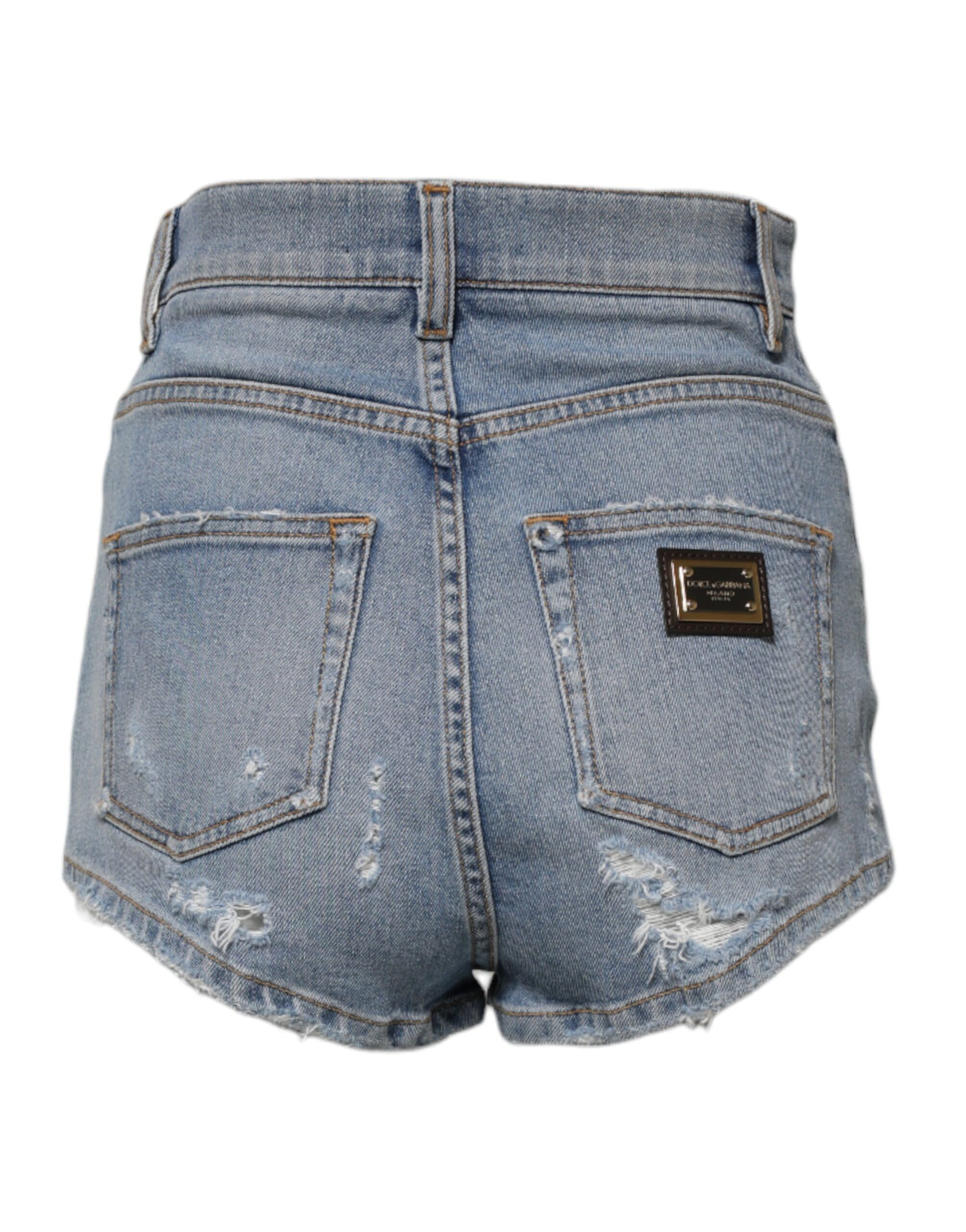 Dolce & Gabbana Blue Tattered Denim Cotton Hot Pants Shorts