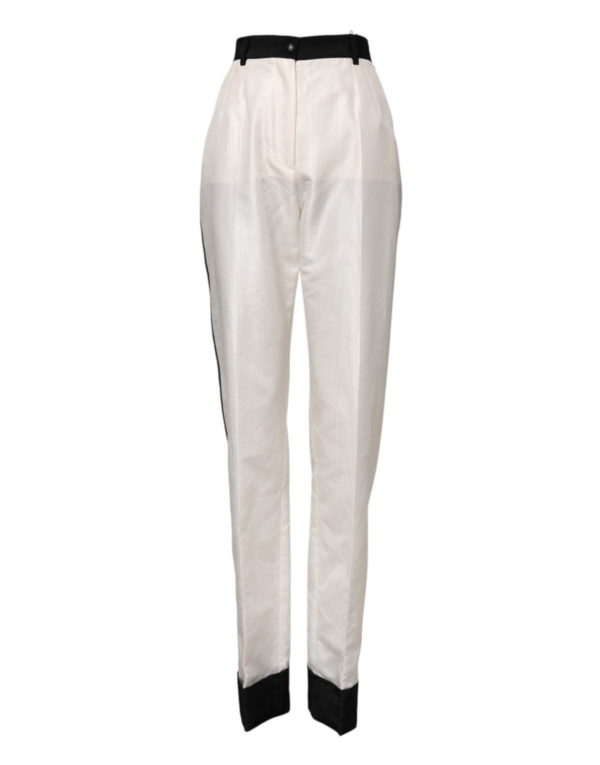 Dolce & Gabbana White High Waist Straight Dress Trouser Pants