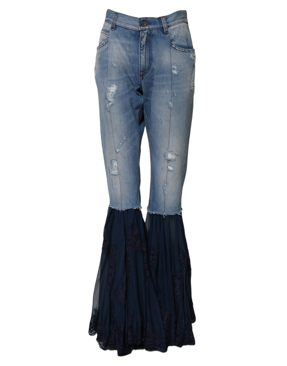 Dolce & Gabbana Blue Cotton High Waist Flared Denim Jeans
