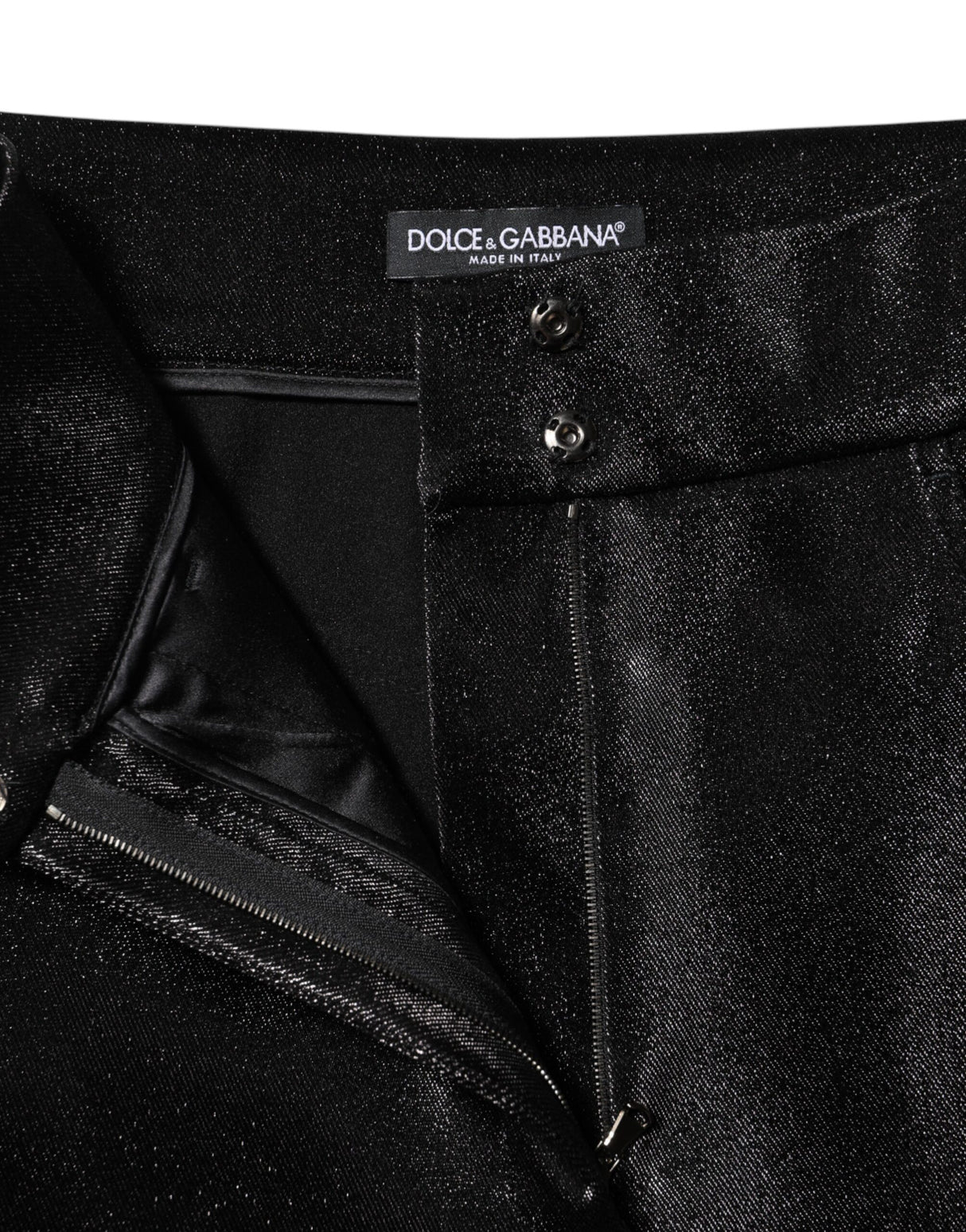 Dolce & Gabbana Black Cotton Stretch Lurex Thread Skinny Pants