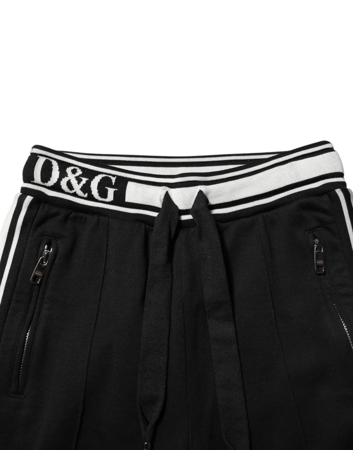 Dolce & Gabbana Black Cotton Jogger Logo Waist Pants