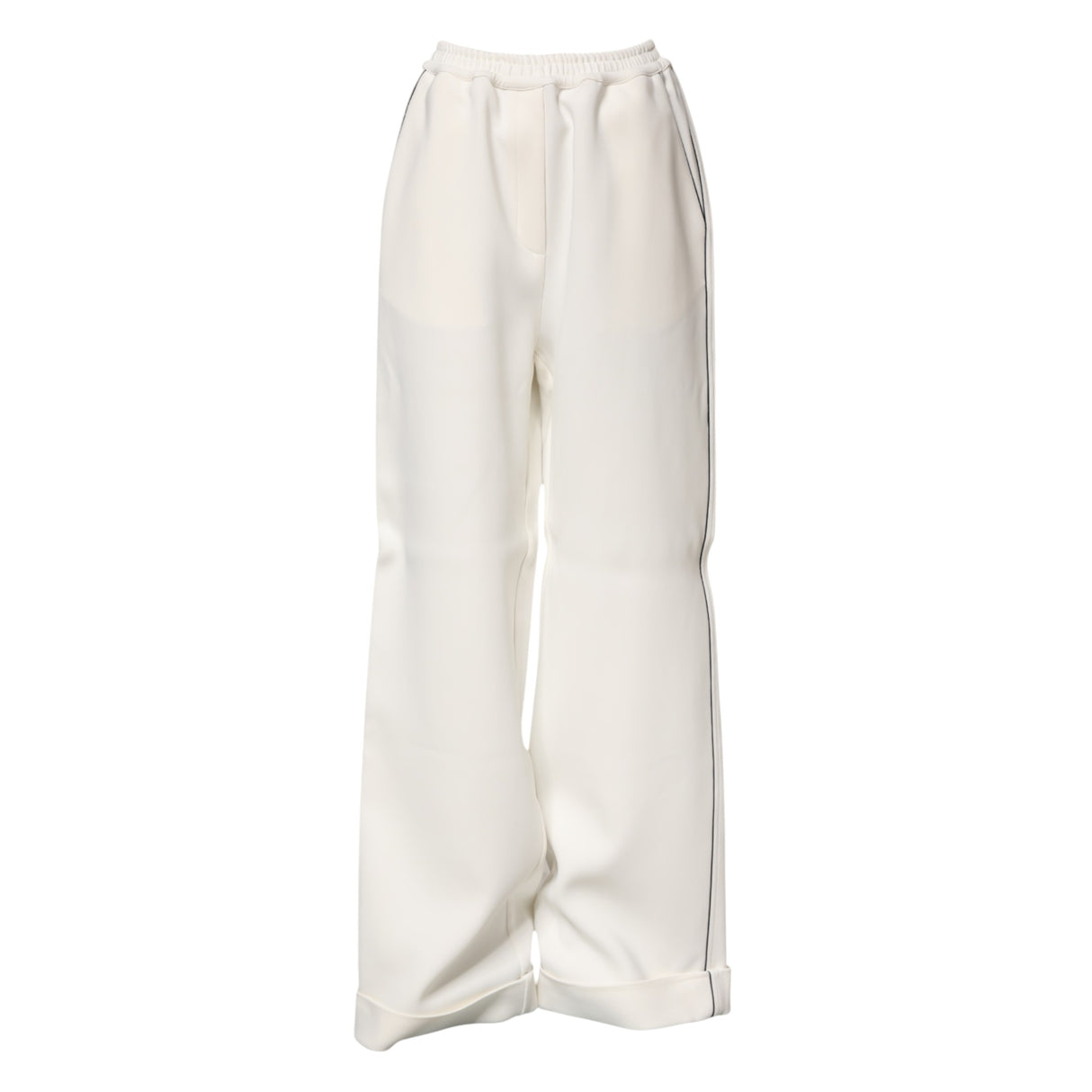 Dolce & Gabbana White Viscose Wide Leg Pull On Pants