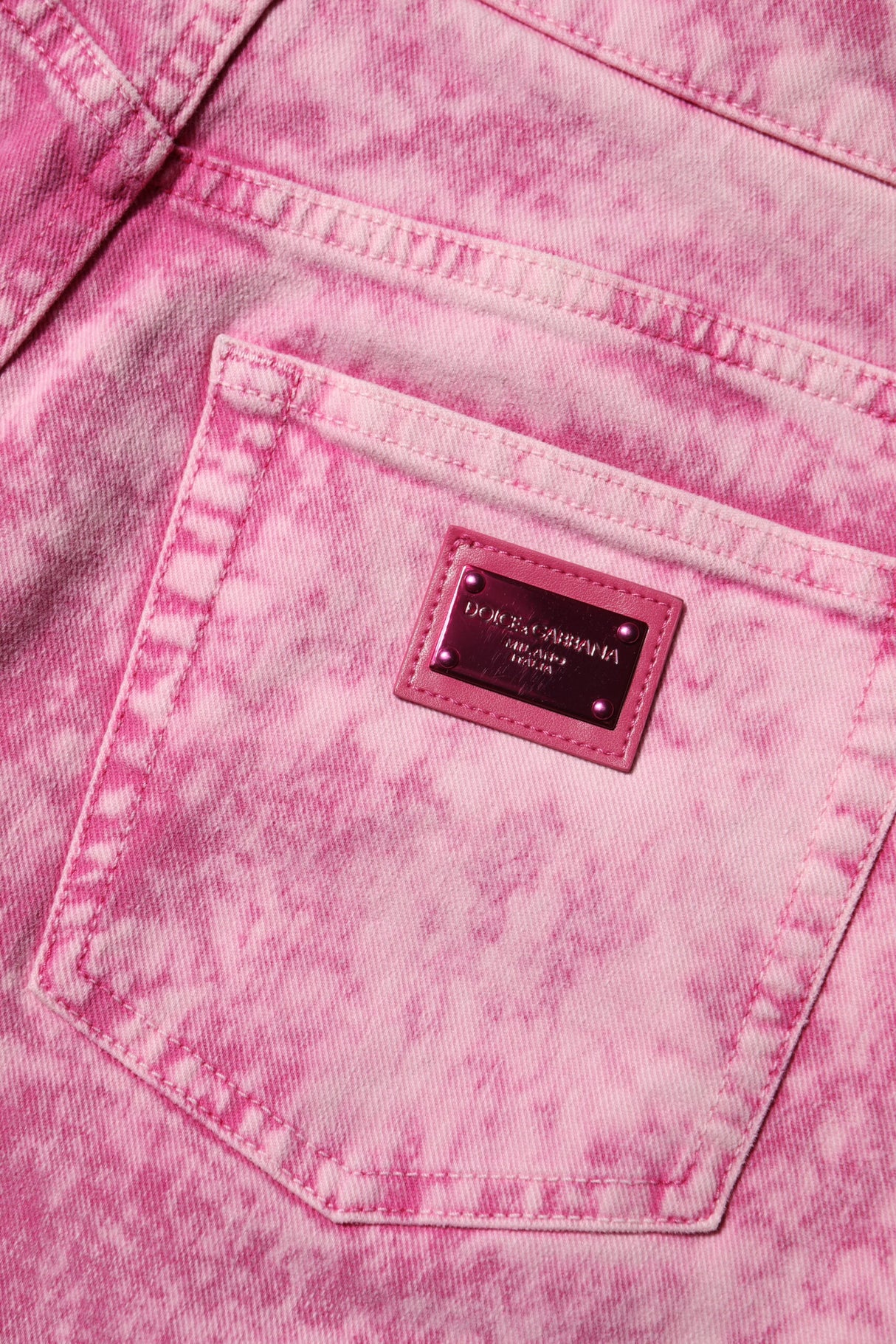 Dolce & Gabbana Pink Tie Dye High Waist Tapered Denim Jeans