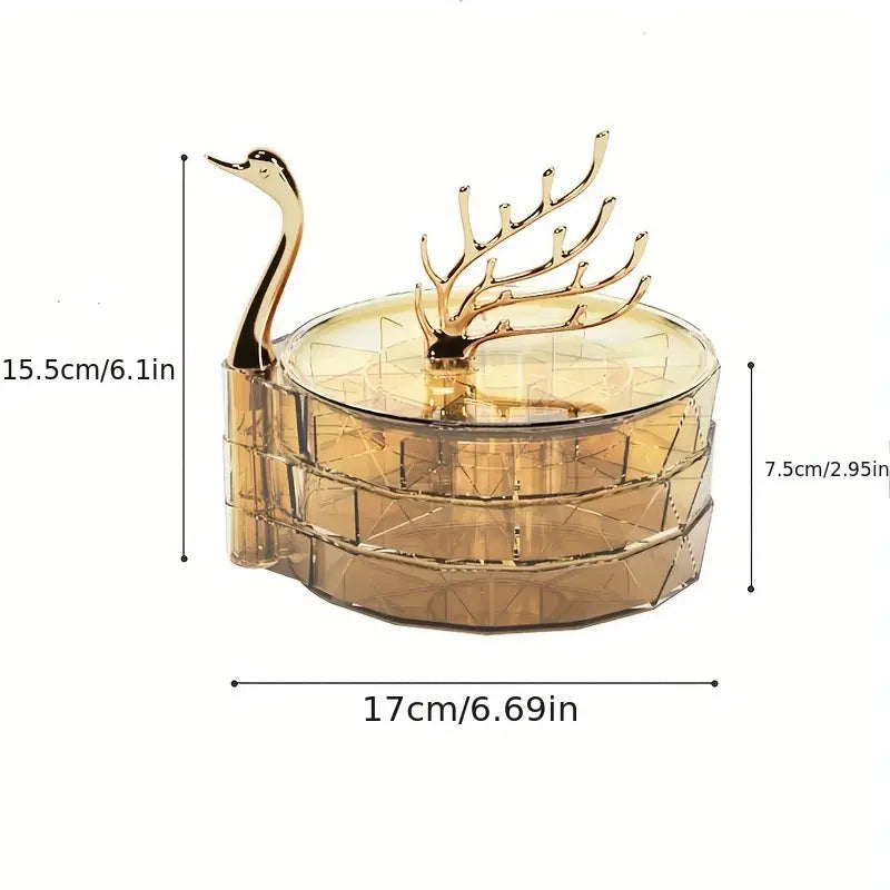 Swan-Shaped 3-Tier Jewelry Storage Organizer Box