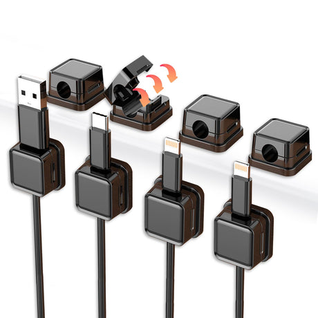 Cord Holder for Nightstand Cable Clips 8pcs Charging Cable Holders for Cords Phone Charger Wire Organizer Keeper for Nightstand Car Office Accessory (Black-8pcs)