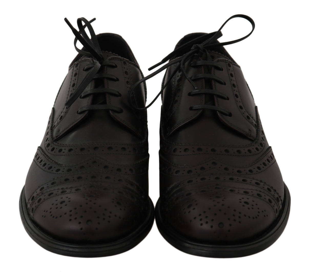 Dolce & Gabbana Black Leather Wingtip Oxford Dress Shoes
