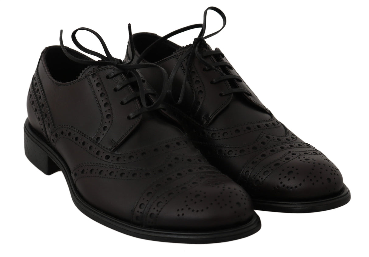 Dolce & Gabbana Black Leather Wingtip Oxford Dress Shoes