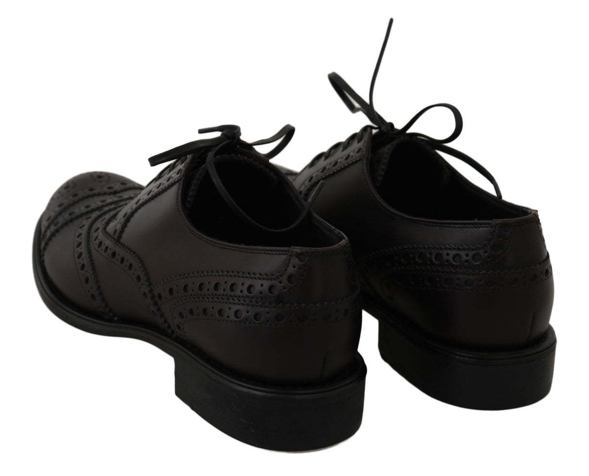 Dolce & Gabbana Black Leather Wingtip Oxford Dress Shoes