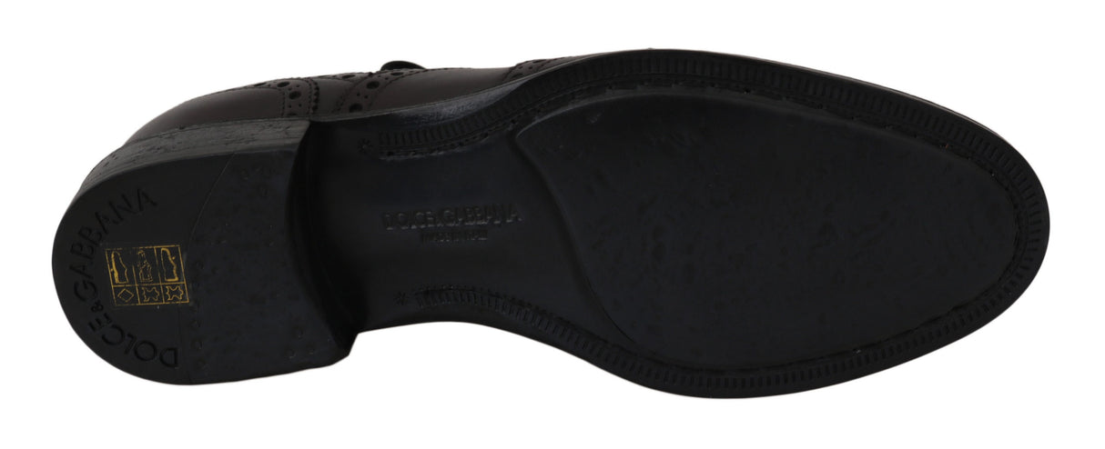 Dolce & Gabbana Black Leather Wingtip Oxford Dress Shoes