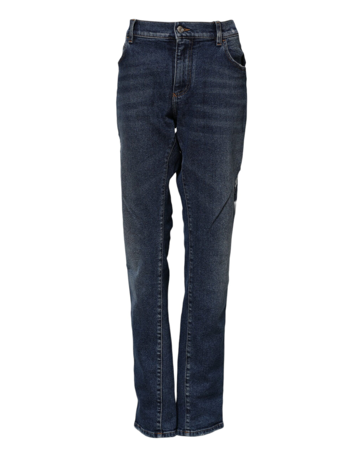 Dolce & Gabbana Blue Cotton Mid Waisted Straight Denim Jeans