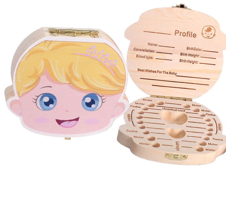 Wooden Tooth Storage Box for Children's Baby Teeth