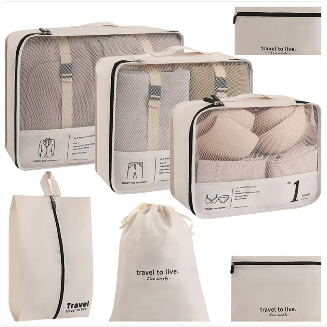 7-Piece Travel Organizer Bag Set
