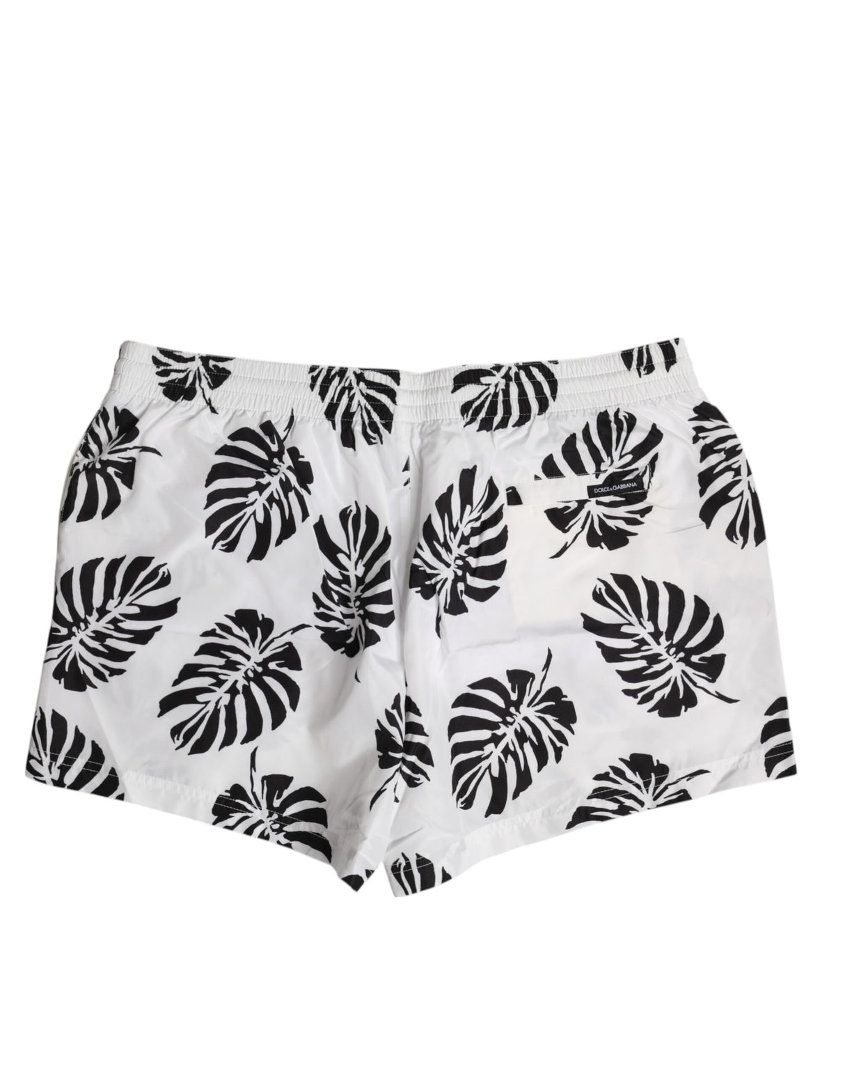 Dolce & Gabbana White Black Print Beachwear Shorts Swimwear