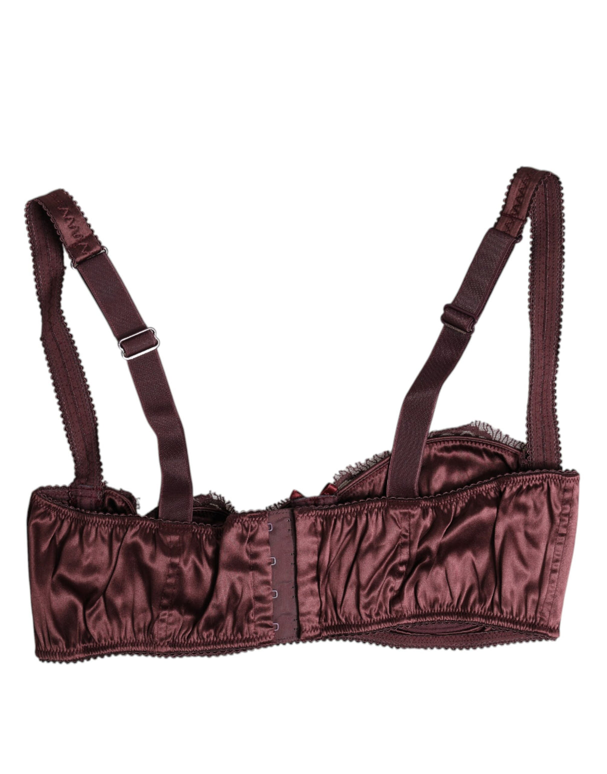 Dolce & Gabbana Burgundy Silk Underwired Balconette Bra Underwear