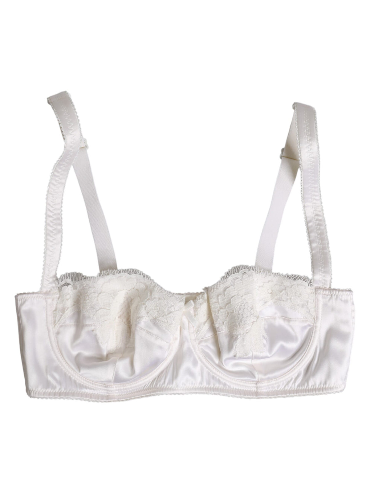 Dolce & Gabbana White Silk Underwired Balconette Bra Underwear