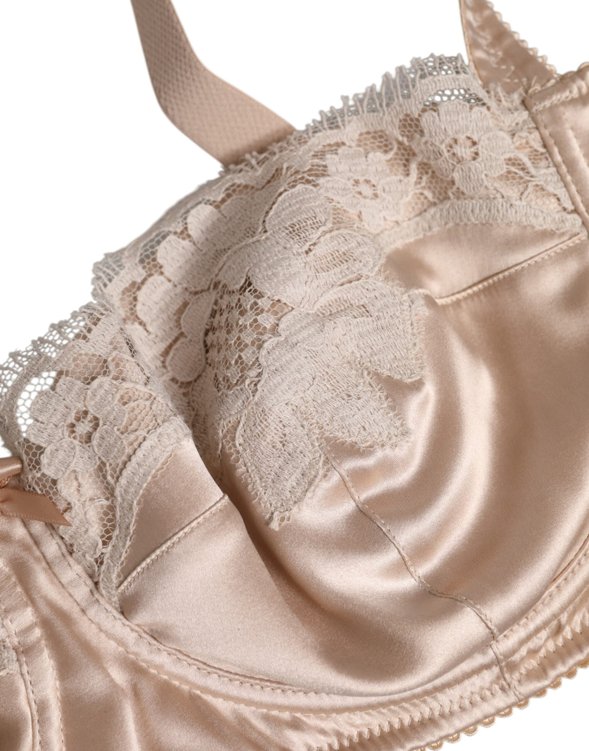 Dolce & Gabbana Biege Silk Underwired Balconette Bra Underwear