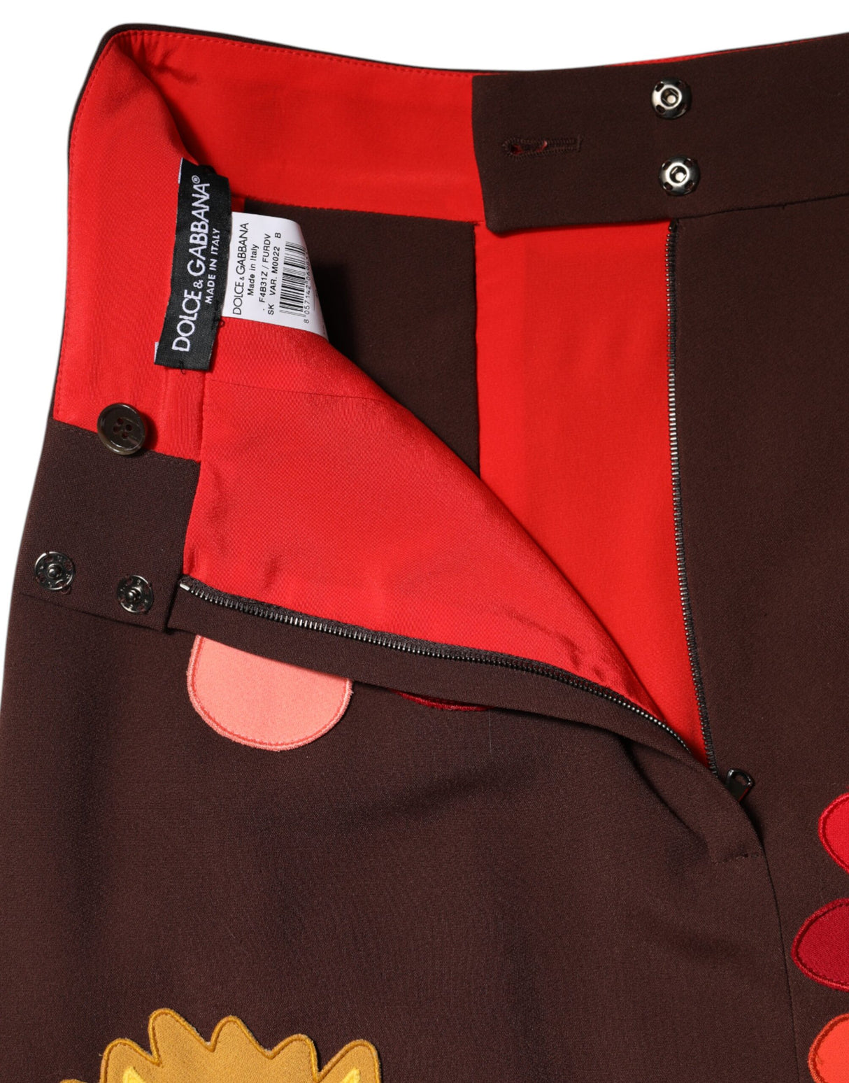 Dolce & Gabbana Brown Floral High Waist Side Slit Skirt