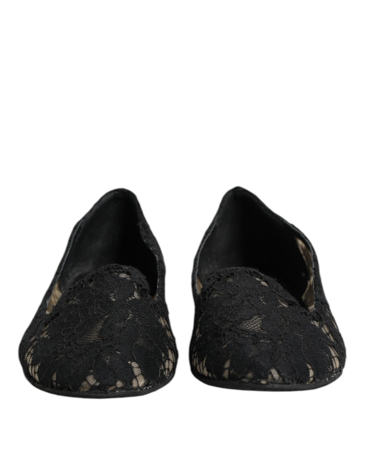 Dolce & Gabbana Black Taormina Lace Slip On Flats Shoes