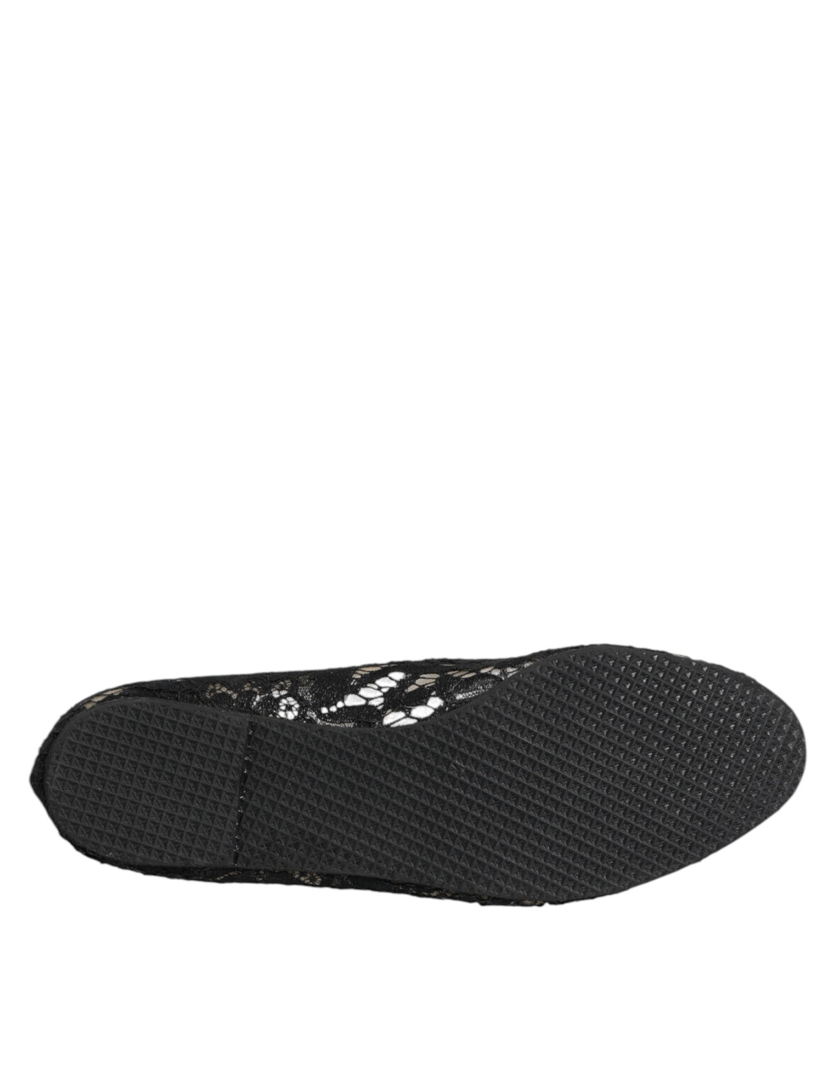 Dolce & Gabbana Black Taormina Lace Slip On Flats Shoes