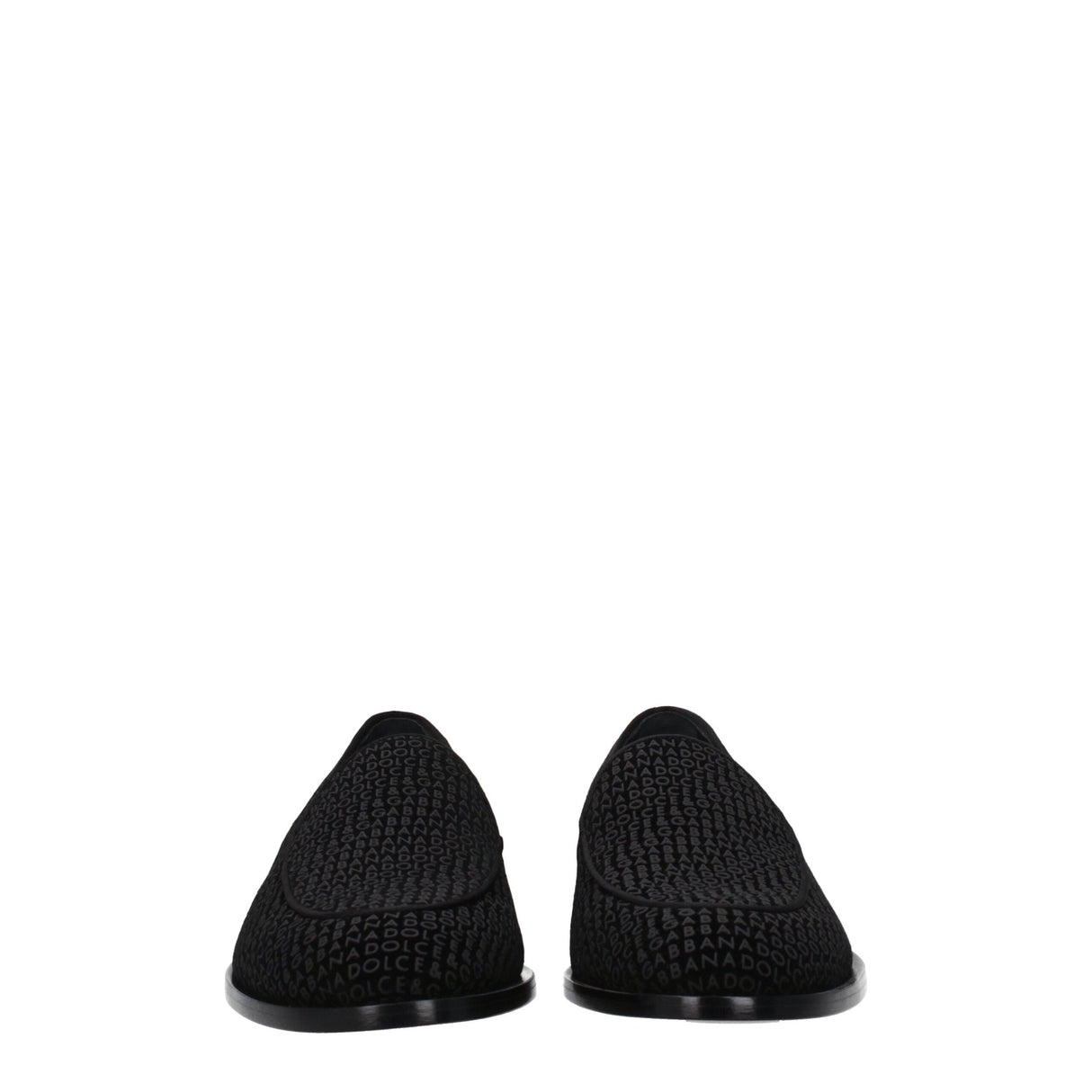 Dolce & Gabbana Black Velvet Slip-On Loafers