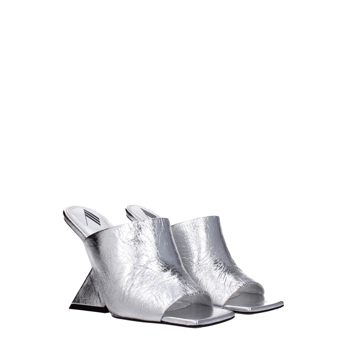 The Attico Gray Leather Platform Sandals