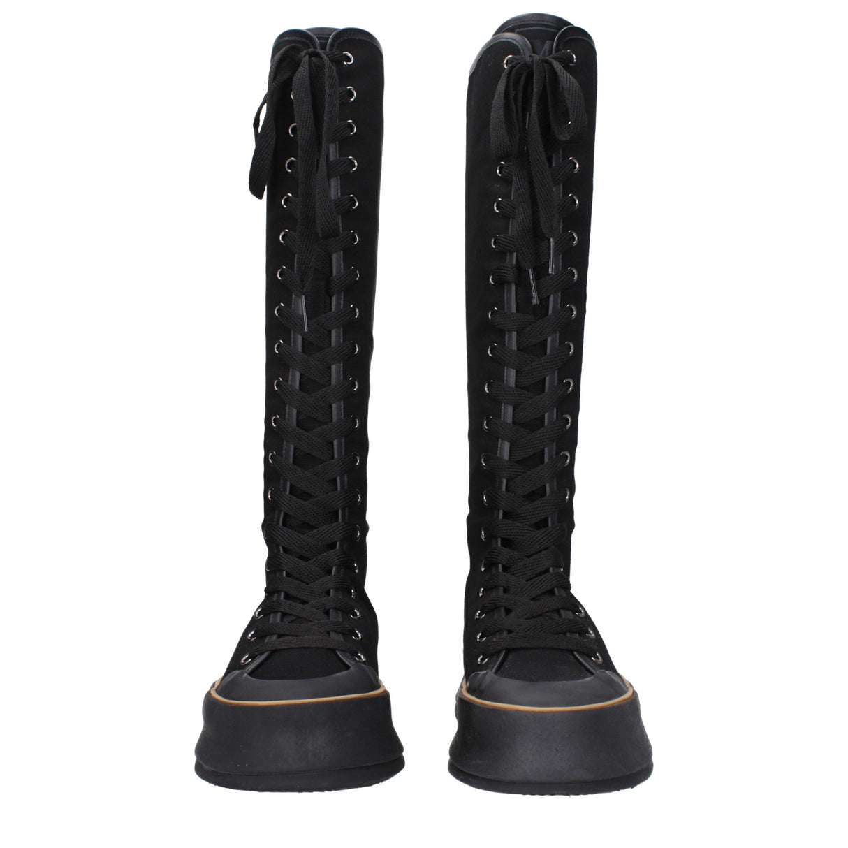 Max Mara Black Fabric Lace-Up Boots