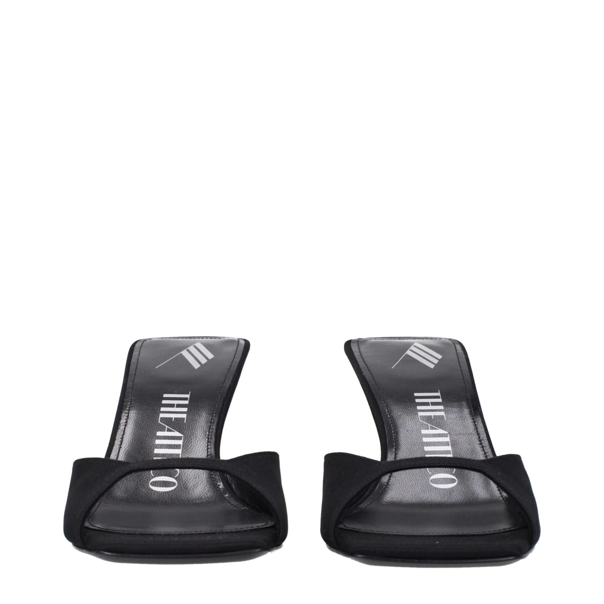 The Attico Black Satin Stiletto Heel Sandals