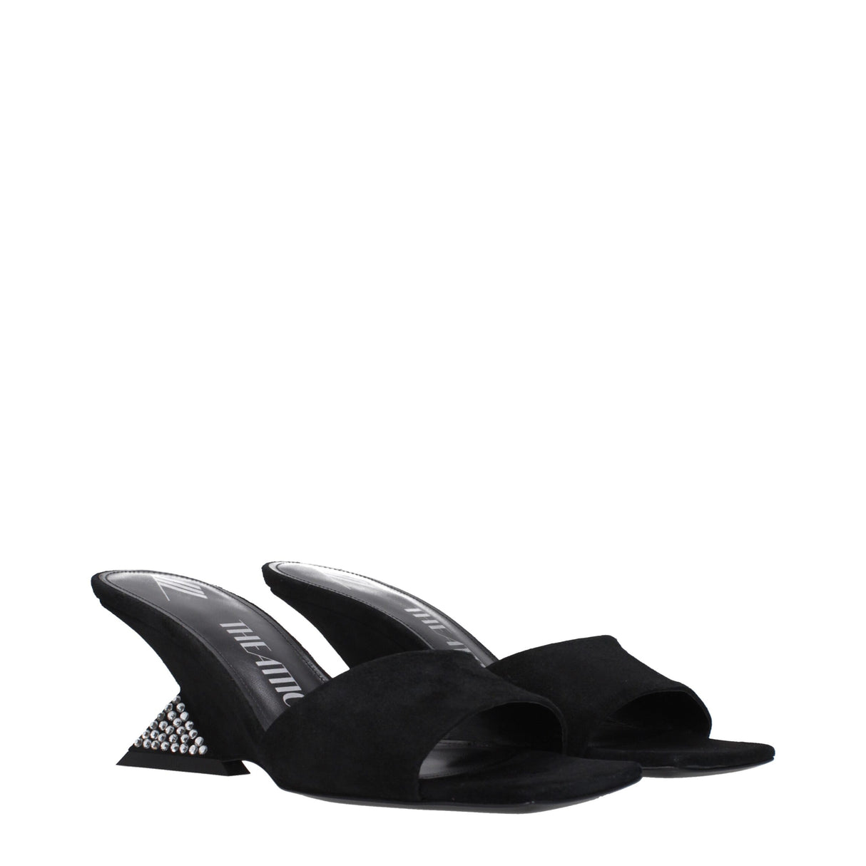 The Attico Black Leather Platform Sandals