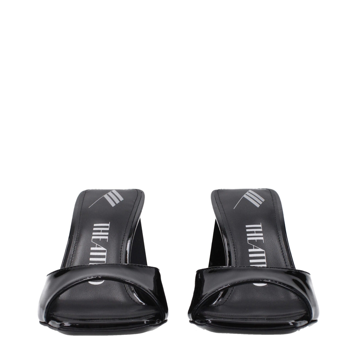 The Attico Black Leather Stiletto Heel Sandals