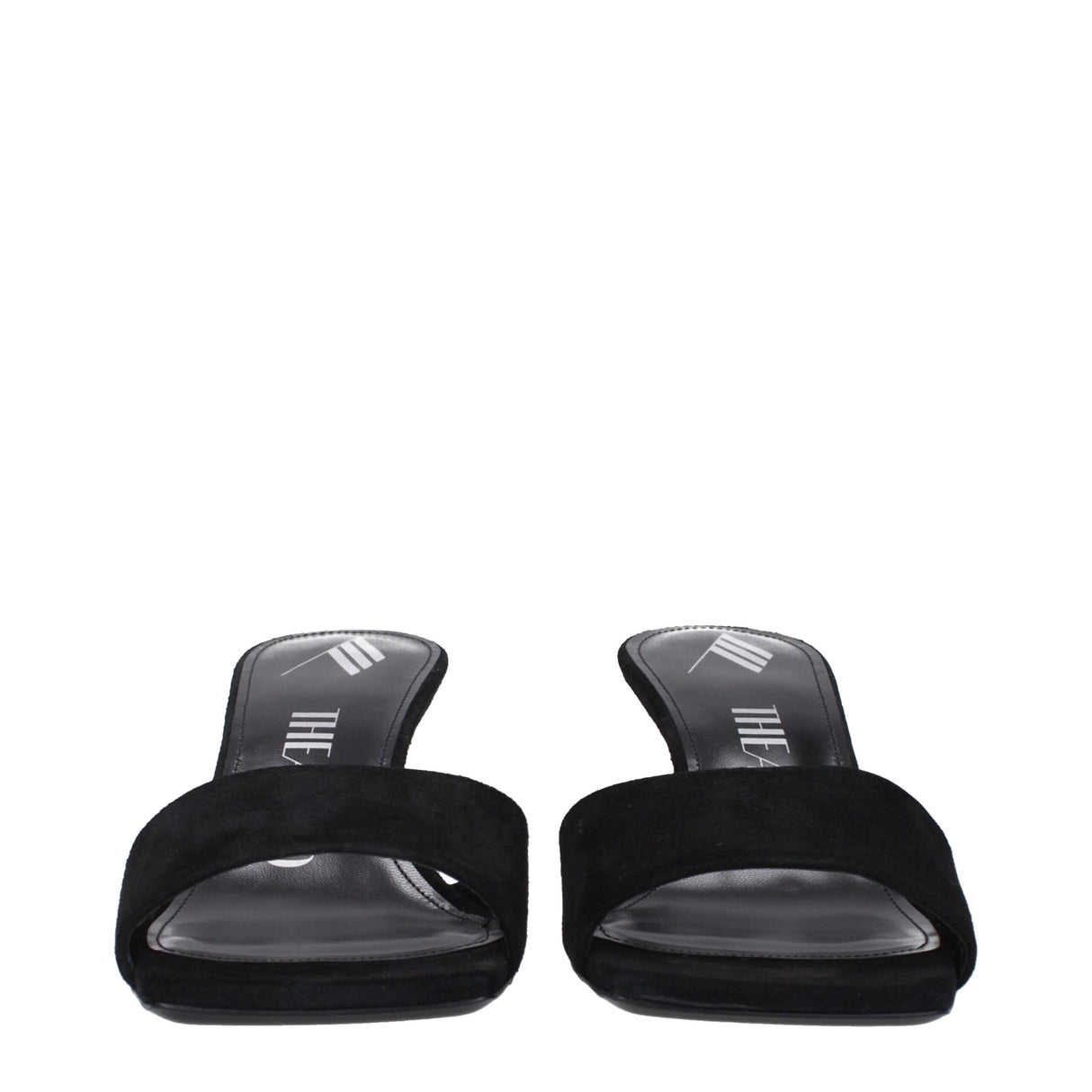 The Attico Black Leather Platform Sandals