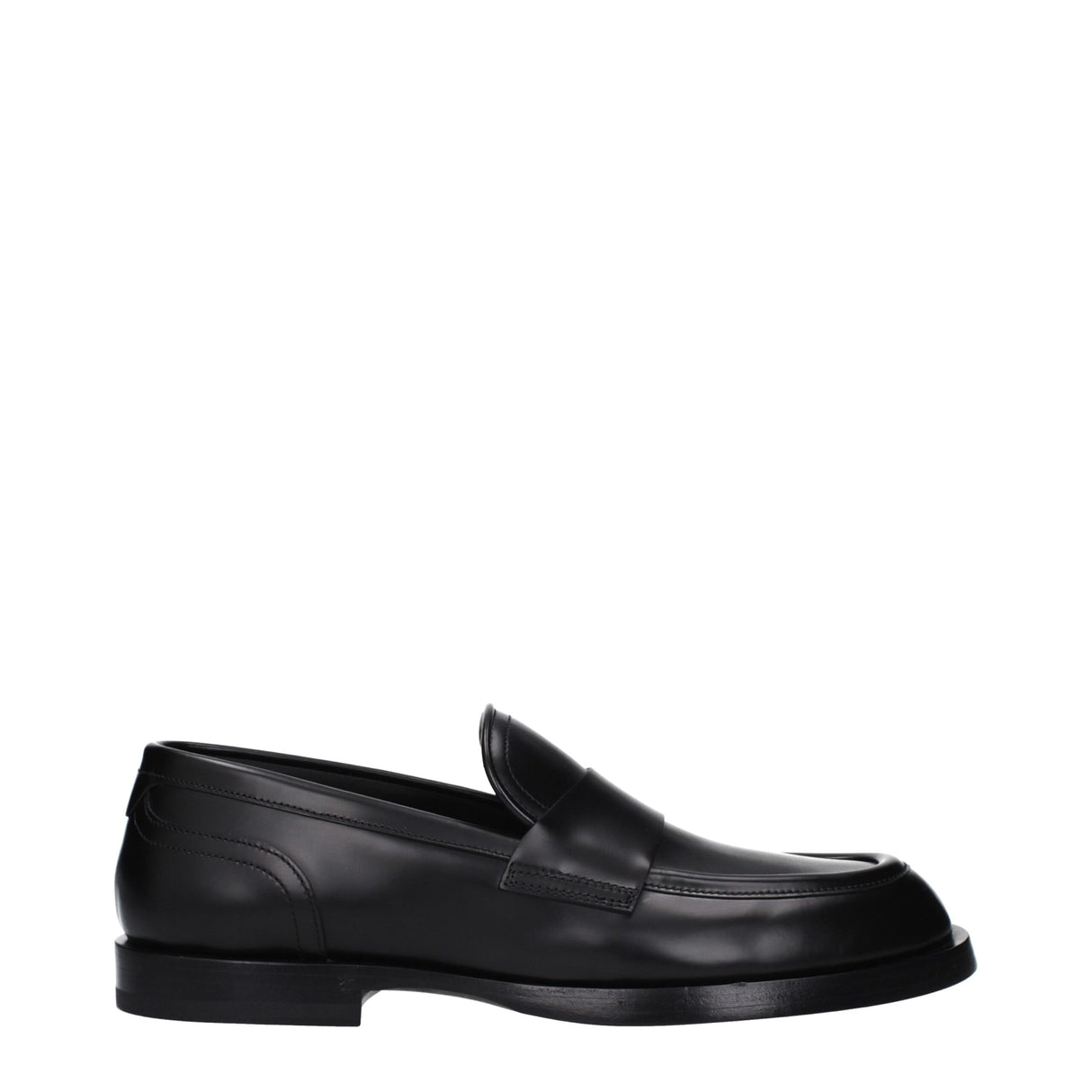 Dolce & Gabbana Black Leather Slip-On Loafers