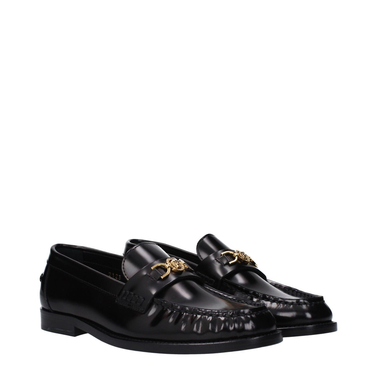 Versace Black Leather Slip-On Loafers