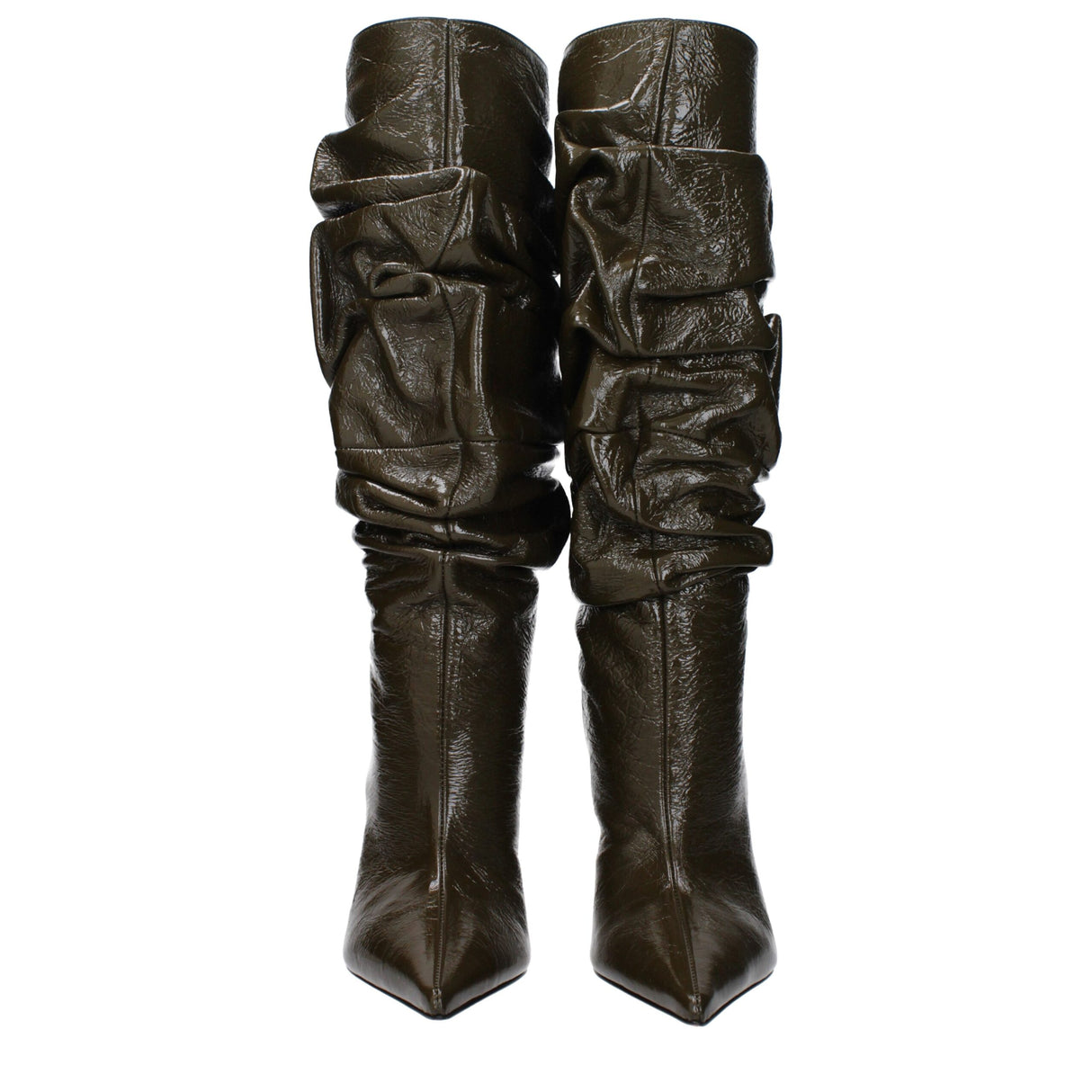 Amina Muaddi Green Leather Boots