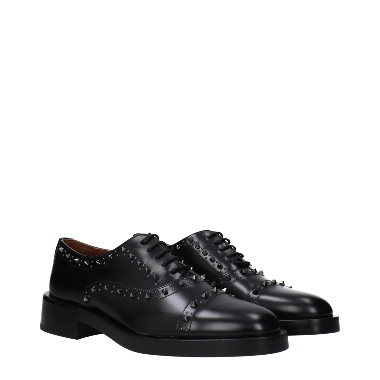 Valentino Garavani Black Leather Oxfords And Derbies