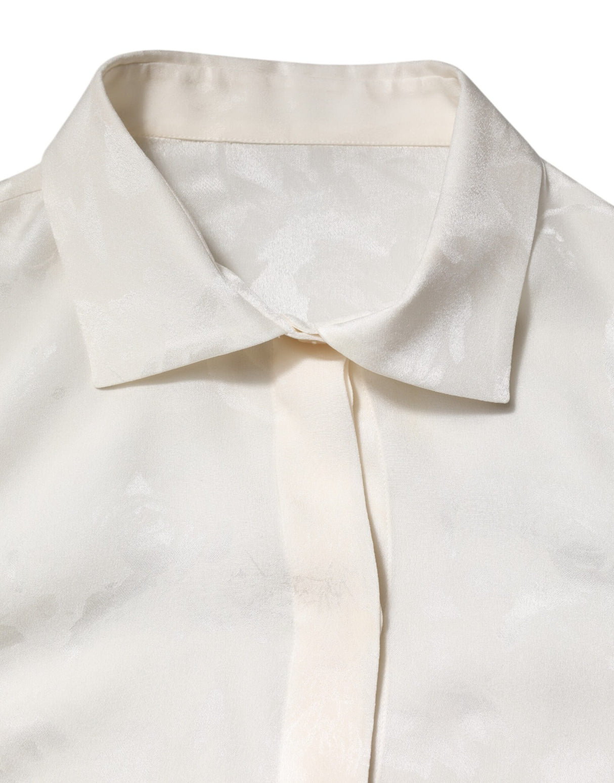 Dolce & Gabbana White Silk Long Sleeves Collared Shirt Top