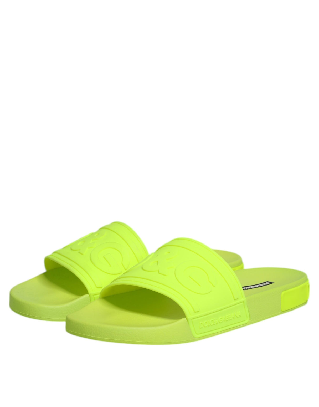 Dolce & Gabbana Green Rubber Slides Sandals Beachwear Shoes