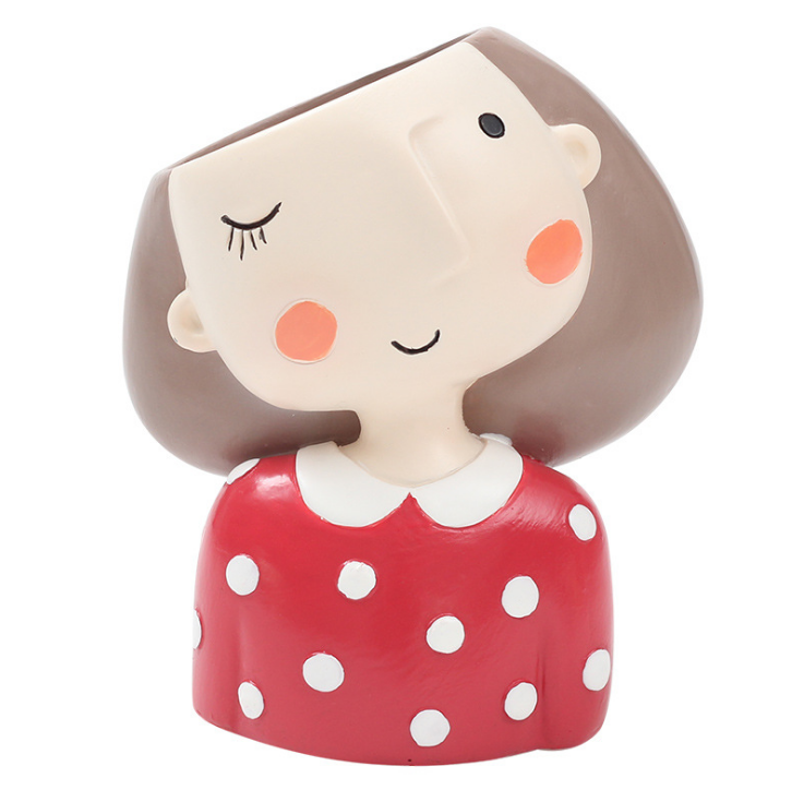 Cartoon Girl Succulent Planter - Cute Home Decor