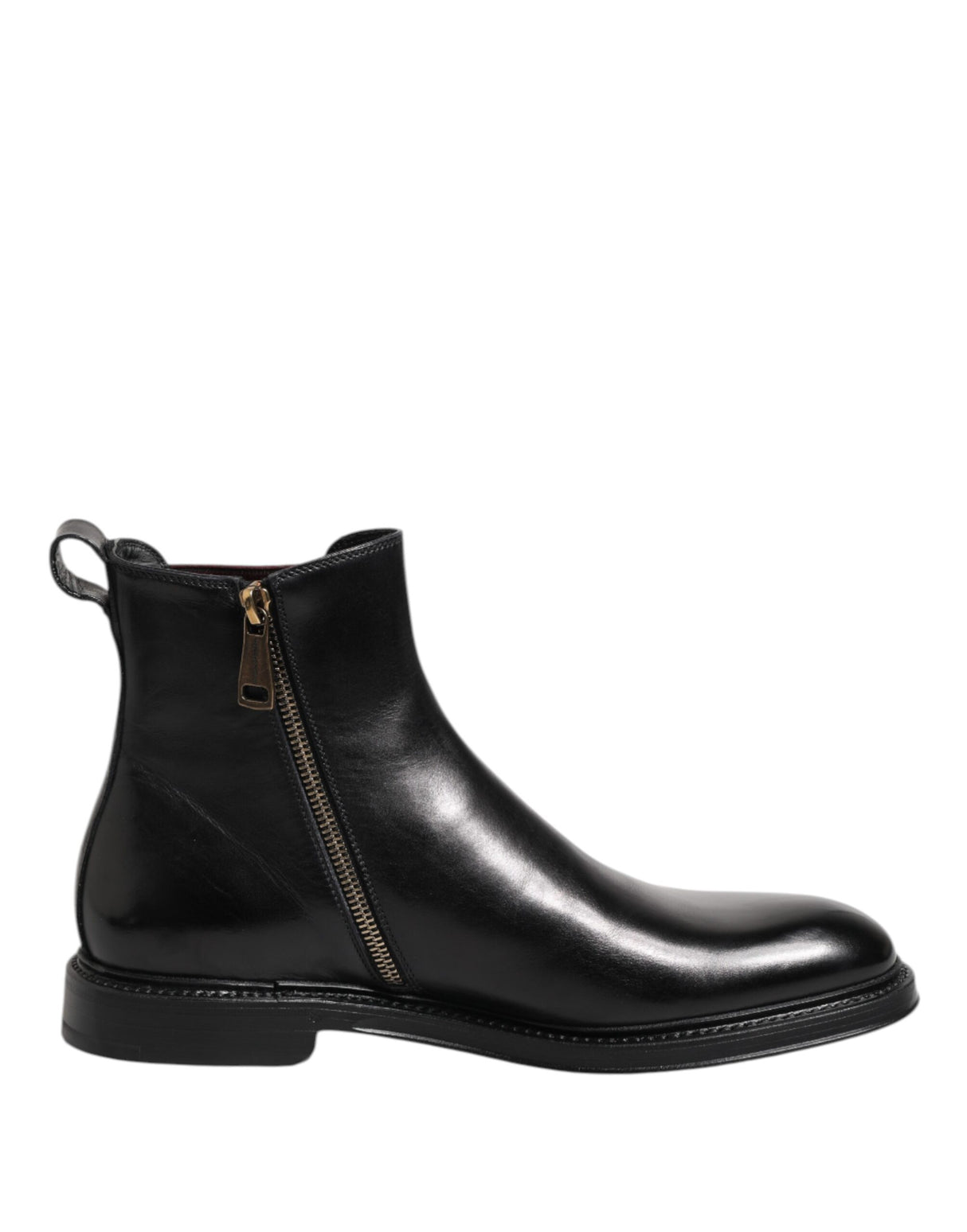 Dolce & Gabbana Black Chelsea Leather Mid Calf Boots Shoes