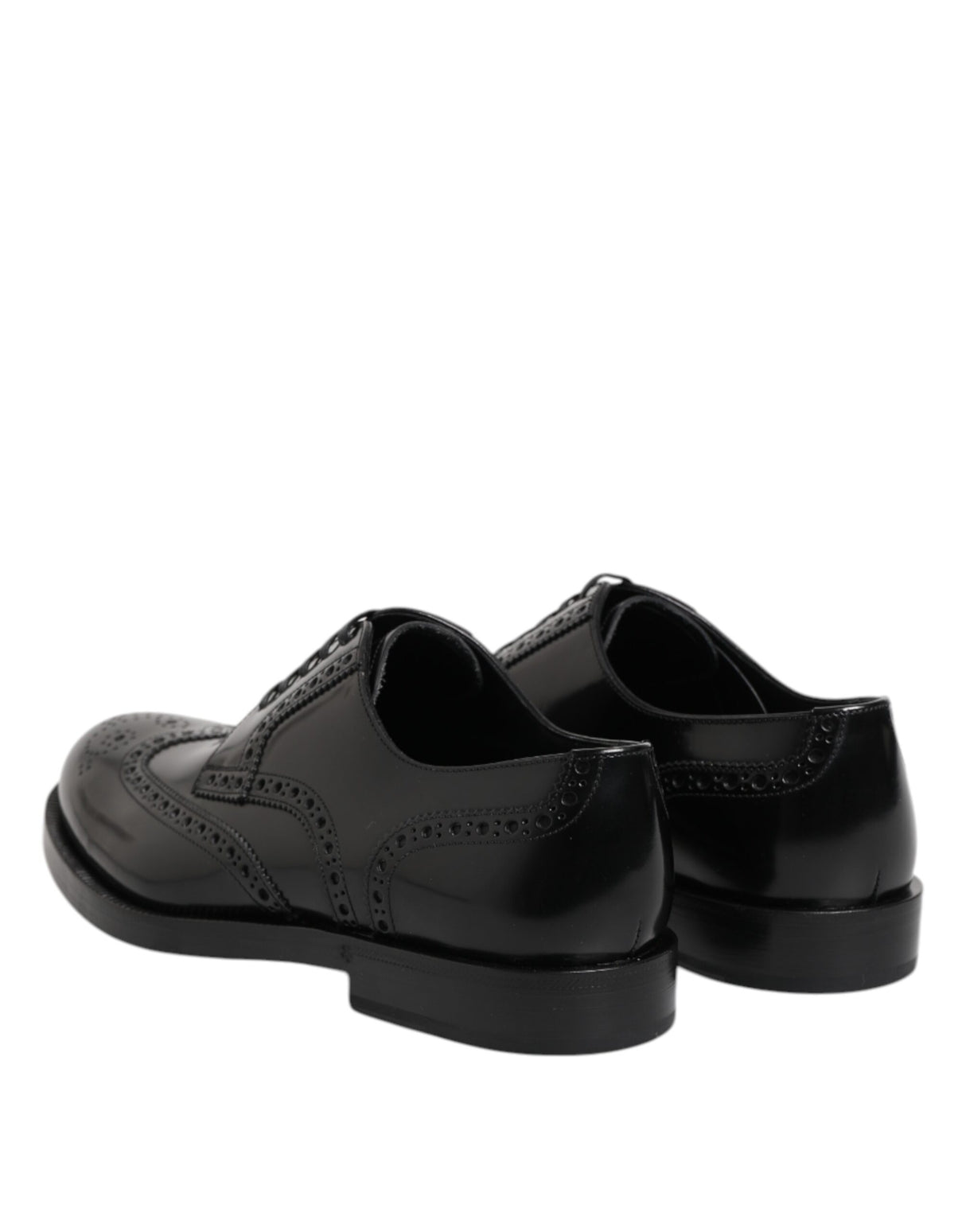Dolce & Gabbana Black Leather Derby Wingtip Formal Shoes